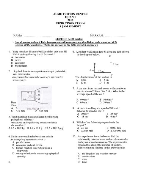 Soalan Ujian Fizik Tingkatan 4 Image